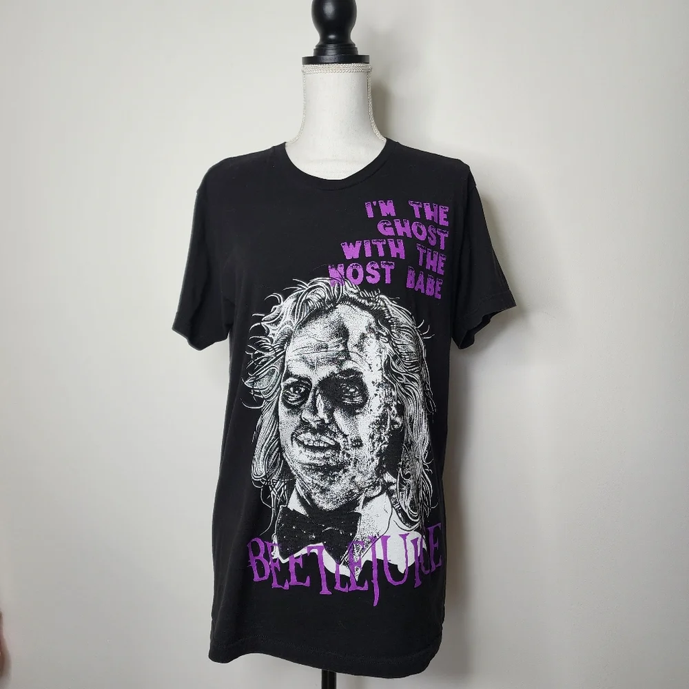 BeetleJuice black purple mens cut‎ tshirt Medium - Picture 4 of 7